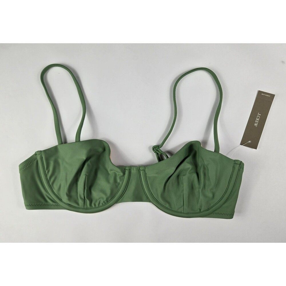 J.Crew Size 34A Balconette Underwire Bikini‎ Top Olive Green NWT BX612